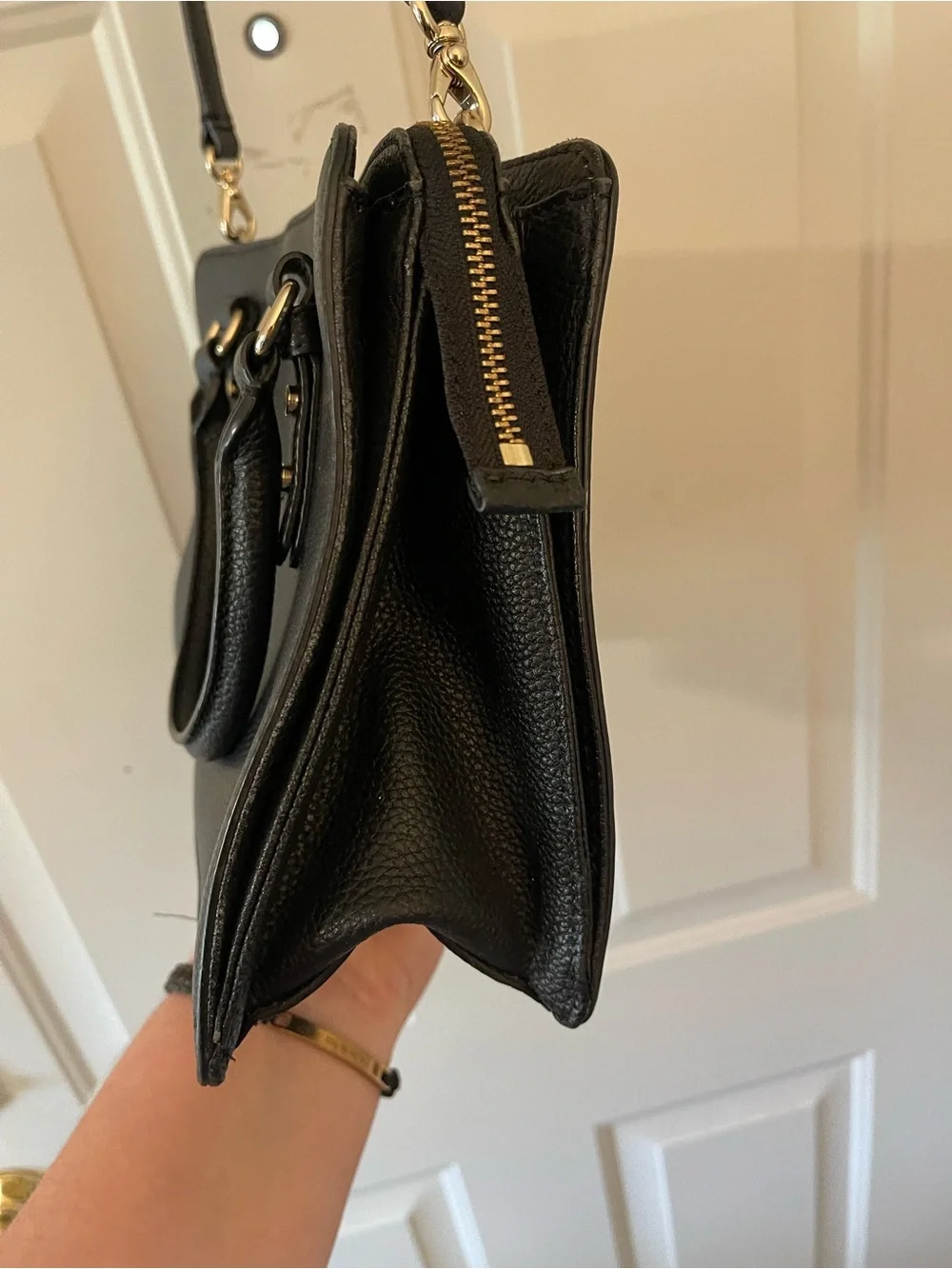 Kate Spade Mulberry Street Lise Black Pebbled Leather Satchel Handbag Purse
